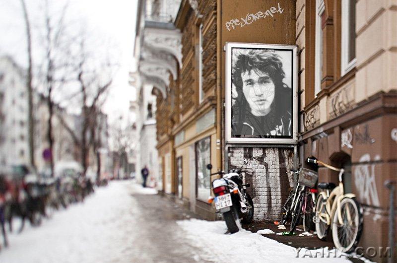 Посмотри на портрет на стене. Получилось в духе Цоя...